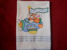 Easter Bunny Appliqued Hand Towel Vintage Airlines Decor - thumbnail 1