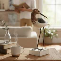 Wooden Sea Wading Bird Sandpiper Ornament, Hand Carved Figure Sand Piper Coastal Watcher Gift 32cm X 22cm 11cm - thumbnail 2
