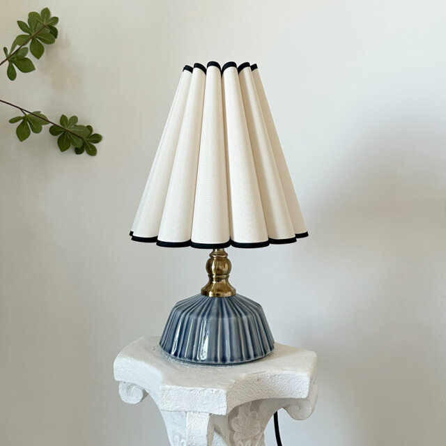 Handmade Brass Classic Ceramic Table Lamp High Style Pleated Petal Shade, Sturdy Base 110-240V Bedroom Living Room Kitchen Rustic Cozy Decor - image 1