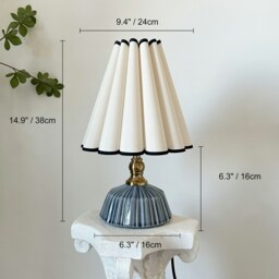Handmade Brass Classic Ceramic Table Lamp High Style Pleated Petal Shade, Sturdy Base 110-240V Bedroom Living Room Kitchen Rustic Cozy Decor - thumbnail 2