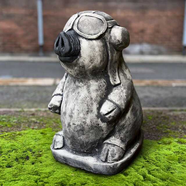Concrete Pig Pilot Sculpture Outdoor Figurine Cement Animal Statue Stone Wildlife Decoration Pig Lover Gift Yard Art Front Door Decor - image 1