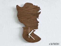 Old Fashioned Lady Vintage Silhouette - Wooden Wall Clock - thumbnail 1