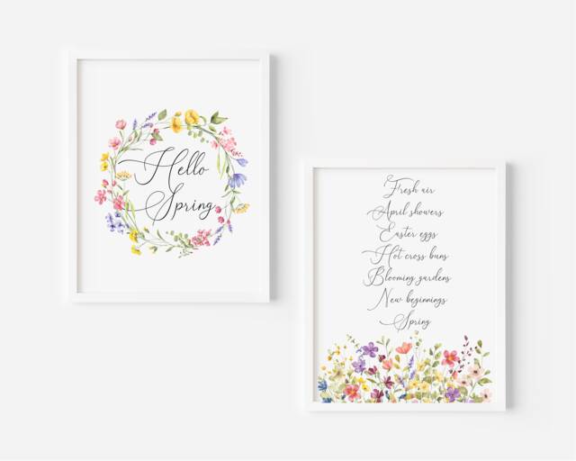 Spring Wildflower Print Set Seasonal Wall Art - Unframed - image 1