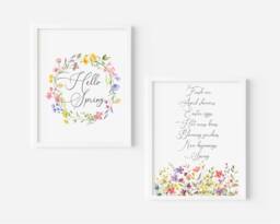 Spring Wildflower Print Set Seasonal Wall Art - Unframed - thumbnail 1