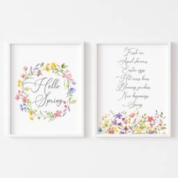 Spring Wildflower Print Set Seasonal Wall Art - Unframed - thumbnail 2