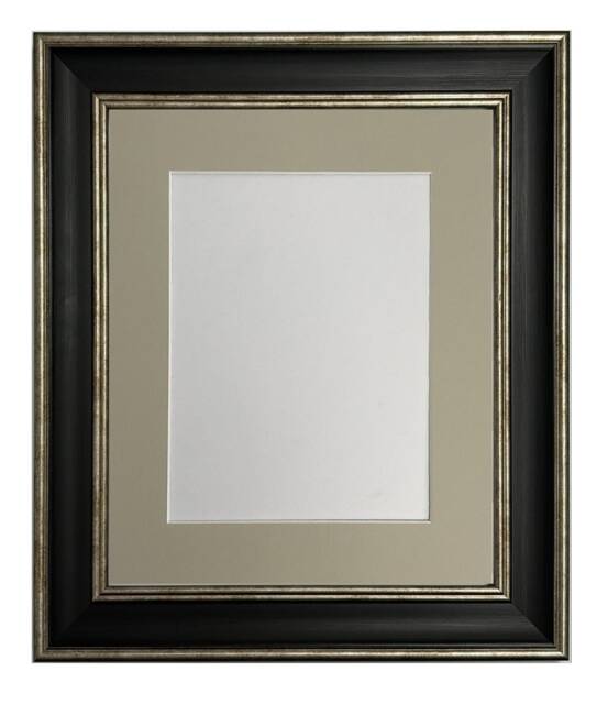 Scandi Black & Distressed Silver Picture Frame With Light Grey Mount - image 1