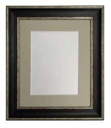 Scandi Black & Distressed Silver Picture Frame With Light Grey Mount - thumbnail 1