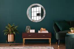 White Marble Gold, Gray, Round Mirror Frame, Glass Wall Art, High Quality Print
