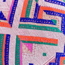 Vintage Embroidered Silk Textile Ethnic Piece Of Tradition Costume Pillow Cover - thumbnail 3