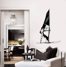 Windsurfing Vinyl Wall Decal Windsurfer Water Sport Decor For Beach House Marine Style Room Stickers Mural - #2593Di - thumbnail 1