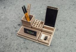 Wooden Desk Organizer Desk Organization Office Phone Holder Pencil Pen