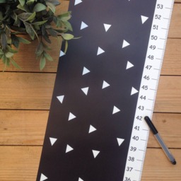 Personalized Triangles Height Chart, White On Black Background Kids Wall Decor, Canvas Boys Growth Chart - thumbnail 3