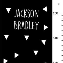Personalized Triangles Height Chart, White On Black Background Kids Wall Decor, Canvas Boys Growth Chart - thumbnail 1