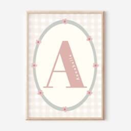 Set Of 3 Personalised Sisters Make The Best Friends, Gingham Initial Prints For Girls Bedroom, A Nursery Or Playroom - Unframed - thumbnail 3