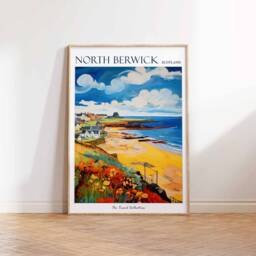 North Berwick Scotland Travel Poster Coastal Art Print - thumbnail 3
