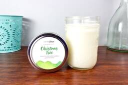 Christmas Tree Soy Candle in Half Pint Mason Jar - Winter Scented For Holiday Decor, Wood Or Cotton Wick