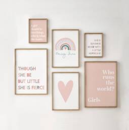 Pink Girl Power Gallery Wall Print Set - Nursery, Playroom - thumbnail 1