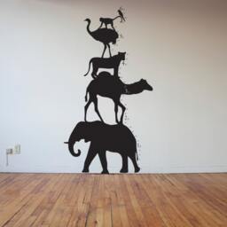 Animal Shilouette Tower Growth Chart - Wall Decal Custom Vinyl Art Stickers - thumbnail 2