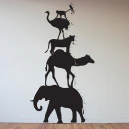 Animal Shilouette Tower Growth Chart - Wall Decal Custom Vinyl Art Stickers - thumbnail 1