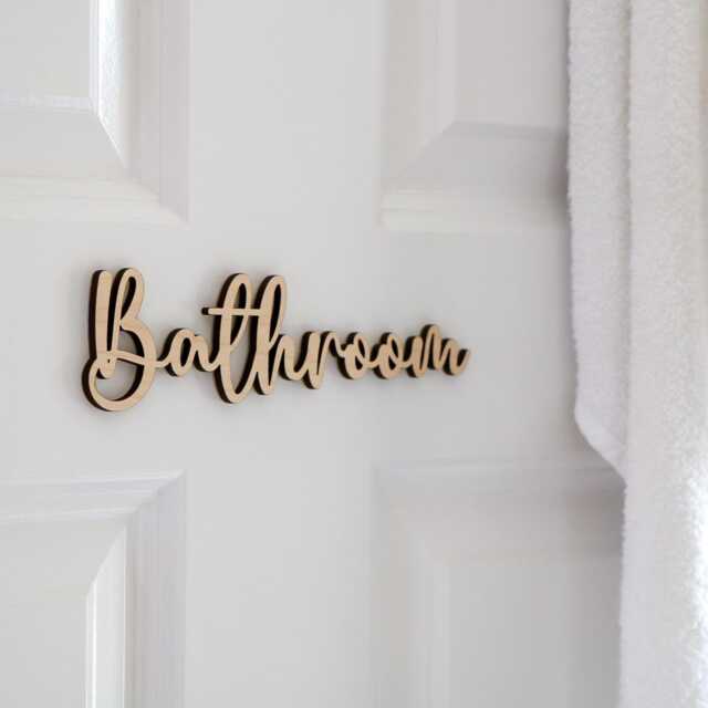 Bathroom Door Sign - Wooden Wall D??cor Rustic Home Word Decoration - image 1