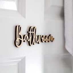Bathroom Door Sign - Wooden Wall D??cor Rustic Home Word Decoration - thumbnail 2