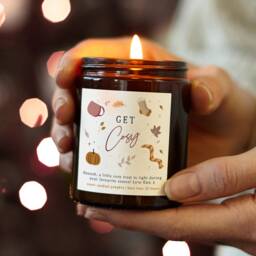 Personalised Autumn Scented Candle Apothecary Jar, Cozy Fall Decor
