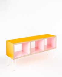 Pink & Orange Gloss Sideboard Vinyl Storage Fsc Plywood Italian Laminate Memphis Milano