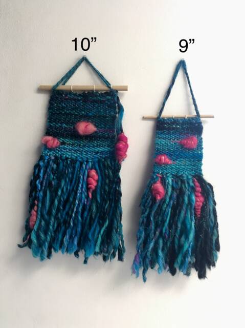 Sea Monster Wall Weaving, Blue & Magenta Fiber Art Tapestry - image 1