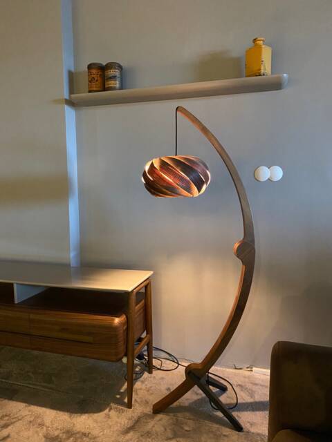 Wood Floor Lamp - Handmade Mid-Century Standing Light Modern Wooden Lighting Natural Home Decor - image 1