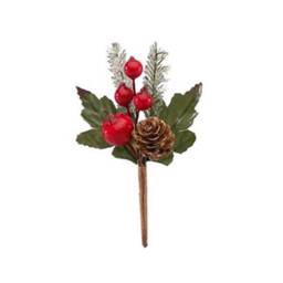 Red Berries Picks Holly Leaves & Pine Cone Stems - Christmas Card Crafts & Wreath Making - thumbnail 2