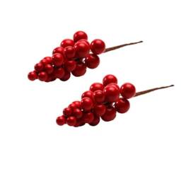 Red Berries Picks Holly Leaves & Pine Cone Stems - Christmas Card Crafts & Wreath Making - thumbnail 3
