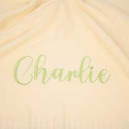 Embroidered Name Baby Blanket Personalized Knit Cotton Newborn Gift - thumbnail 2