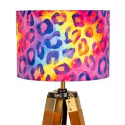 Neon Rainbow Leopard Print Velvet Lampshade Drum Lamp Shade 25cm 30cm 35cm 40cm 45cm Ceiling , Table Luxury Living, Animal
