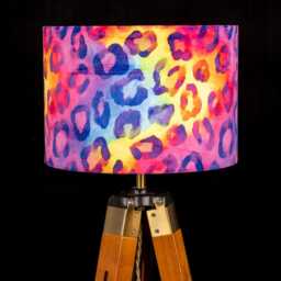 Neon Rainbow Leopard Print Velvet Lampshade Drum Lamp Shade 25cm 30cm 35cm 40cm 45cm Ceiling , Table Luxury Living, Animal - thumbnail 3