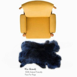 Black Rabbit Faux Fur Rug - Pelt Shape Throw Rug, Usa Made - thumbnail 2