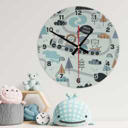 Animal Train Wall Clock Personalised Glass Wooden 20cm 30cm - Kids New Baby Boys Girls Childrens Bedroom Nursery Office Decor Family Gift - thumbnail 4