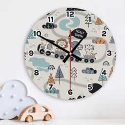 Animal Train Wall Clock Personalised Glass Wooden 20cm 30cm - Kids New Baby Boys Girls Childrens Bedroom Nursery Office Decor Family Gift - thumbnail 2