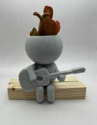 "Acoustic Guitar Player Succulent Plant Pot Airplant Holder ""Wee Jimmy Cash" - thumbnail 1