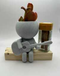 "Acoustic Guitar Player Succulent Plant Pot Airplant Holder ""Wee Jimmy Cash" - thumbnail 3
