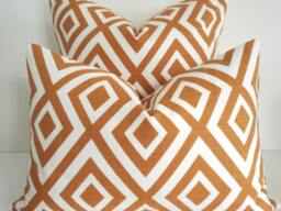 Geometric Pillow Cover - Richloom Tangerine Pumpkin Throw - thumbnail 1