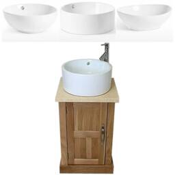 Cloakroom Bathroom Vanity Unit Oak Wash Stand Marble Stone Ceramic Basin 309cmcbc - thumbnail 2