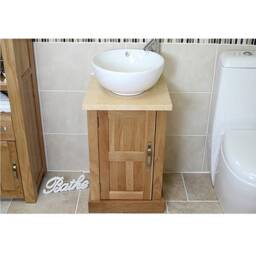 Cloakroom Bathroom Vanity Unit Oak Wash Stand Marble Stone Ceramic Basin 309cmcbc - thumbnail 1