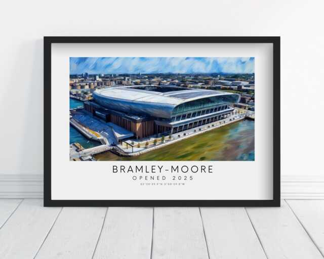 Bramley-Moore Stadium Art Print - Frames Available Poster Bramley Moore Dock Everton Painting Gift Hill Dad Dickinson Christmas - image 1