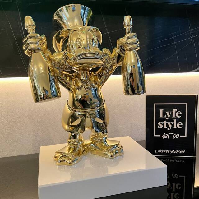 Champagne Duck - Sculpture Pop Art Gold Statue Alec Monopoly Inspired Luxury Home Decor - image 1
