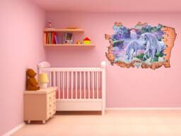 Full Colour Fantasy/Unicorns Break Out Wall Art, Modern Transfer, Decal, 3D Sticker - thumbnail 1