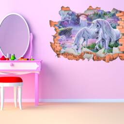 Full Colour Fantasy/Unicorns Break Out Wall Art, Modern Transfer, Decal, 3D Sticker - thumbnail 3