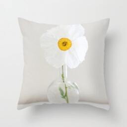 Flower Pillow Case - Nature Pillow Cover Poppy Pretty Yellow & White 16x16 18x18 20x20 - thumbnail 1