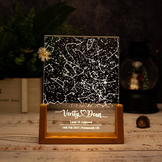 Custom Star Map By Date, Star Night Light, Personalized Constellation Map, Night Sky Date, Engagement Gift For Him & Her, Anniversary - image 1