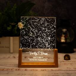 Custom Star Map By Date, Star Night Light, Personalized Constellation Map, Night Sky Date, Engagement Gift For Him & Her, Anniversary - thumbnail 1