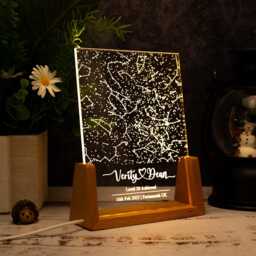 Custom Star Map By Date, Star Night Light, Personalized Constellation Map, Night Sky Date, Engagement Gift For Him & Her, Anniversary - thumbnail 2